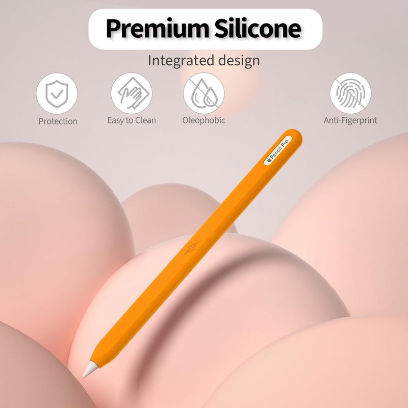 AKSHFETH Ultra Thin Protective Pencil Cover for Apple Pencil Pro &Apple Pencil 2nd Gen Silicone Case Sleeve Soft Durable Silicone Cover(Orange) - Image 2